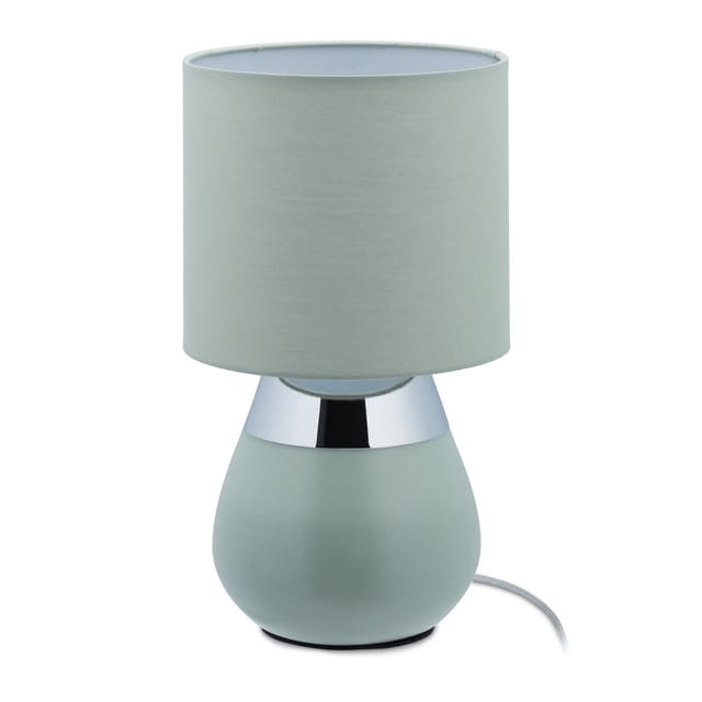 Nachttischlampe Touch, E14-Fassung, indirektes Licht, ovale Tischlampe mit Lampenschirm. HxD: 32 x 18 cm, grün - Relaxdays