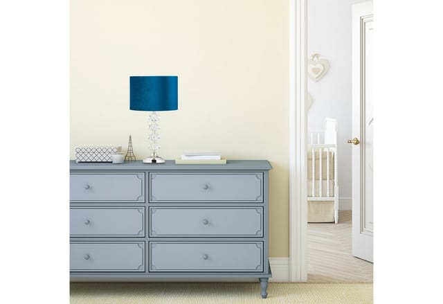 Tischlampe, Samt und Kristall, HxD: 47 x 26 cm, E14-Fassung, Nachttischlampe, indirekte Beleuchtung, blau - Relaxdays