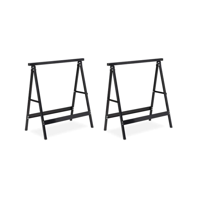 Klappbock, 2er Set, Belastung bis 100 kg, stabiler Gerüstbock, Arbeitshöhe 75 cm, platzsparend, Stahl, schwarz - Relaxdays