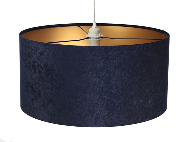Licht-erlebnisse - Pendelleuchte Blau Gold Stoffschirm 50 cm rund Velours Optik Wohnzimmer Schlafzimmer