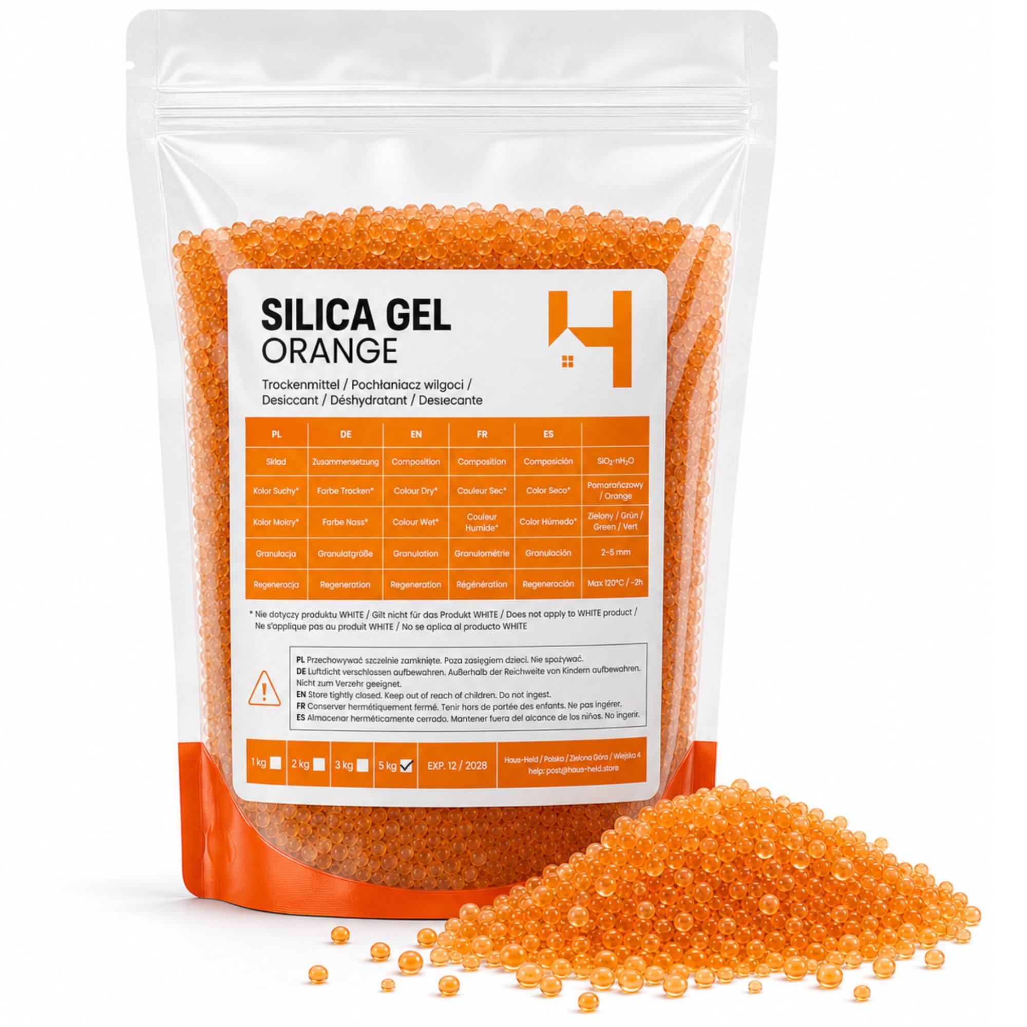 Hausheld Silica Gel Orange 5 Kg - Trockenmittel Mit Indikator