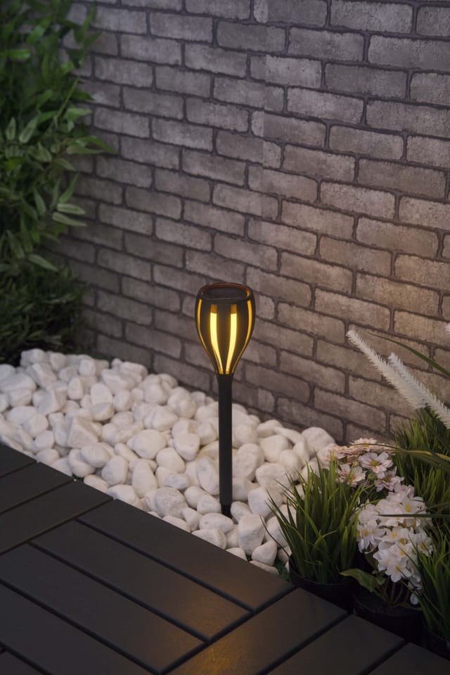 TrendLine LED Solarleuchte 4er Set mit Erdspieß grau Solar-Bodenleuchten