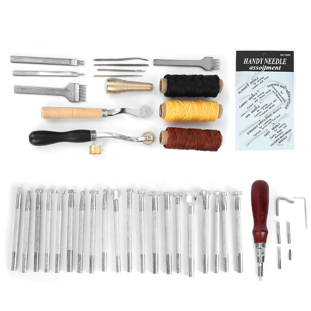 48-teiliges Lederstempel-set Mit Ahle Und Nadel Für Die Lederverarbeitung