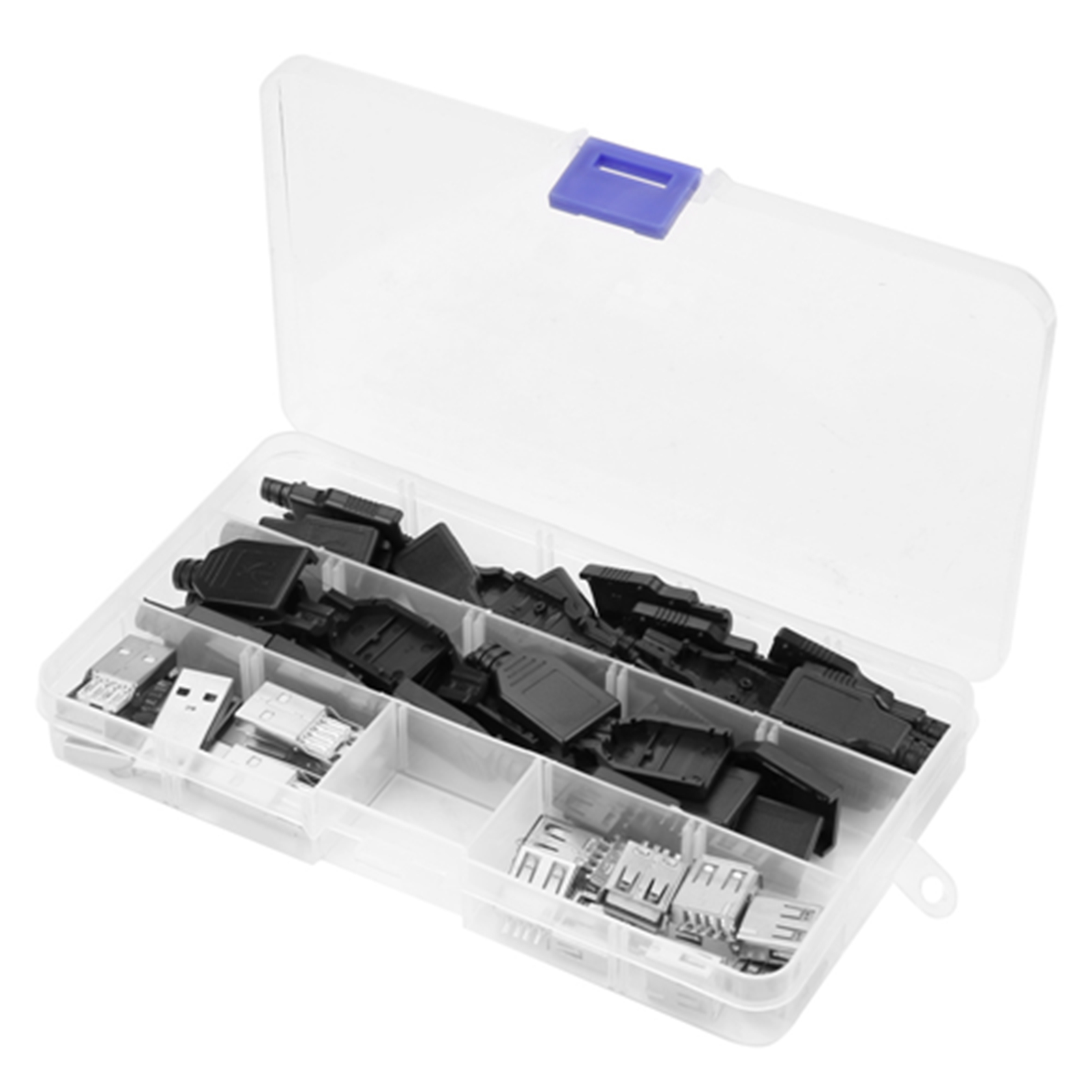 20 Stück/set Typ A 2.0 Usb-anschluss, 4-poliger Stecker, Buchsenadapter Mit Schwarzem Kunststoffgehäuse