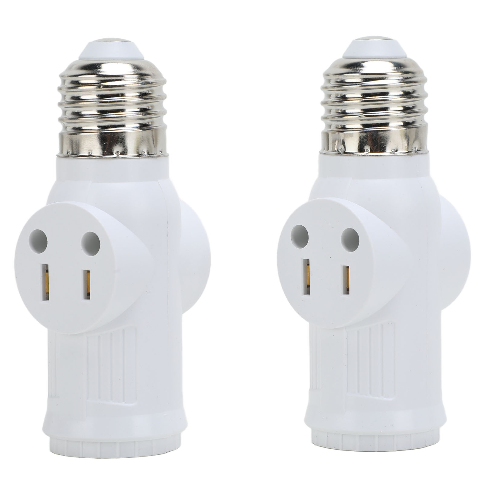 2 Stück 3-poliger Lampenfassungsadapter, Weißer E26-glühbirnenadapter, 0 Auf 125 V Ac, Konverter