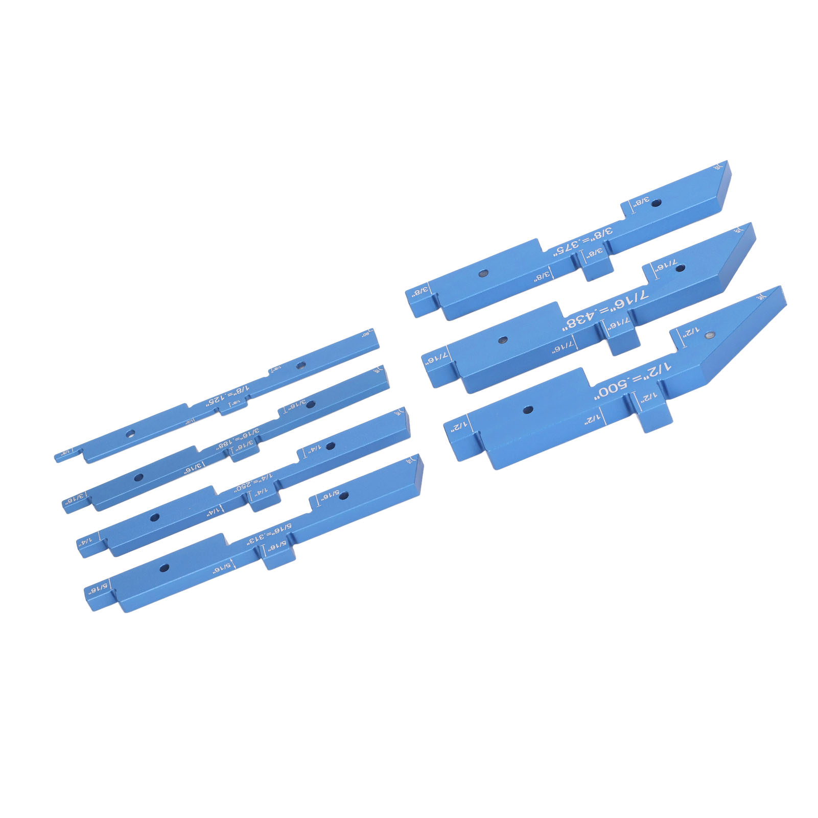 7-teiliges Set Frästisch-einstellleisten Aus Aluminiumlegierung (1/8 Bis 1/2 Zoll) Mit Präziser Höhenlehre Für Die Holzbearbeitung