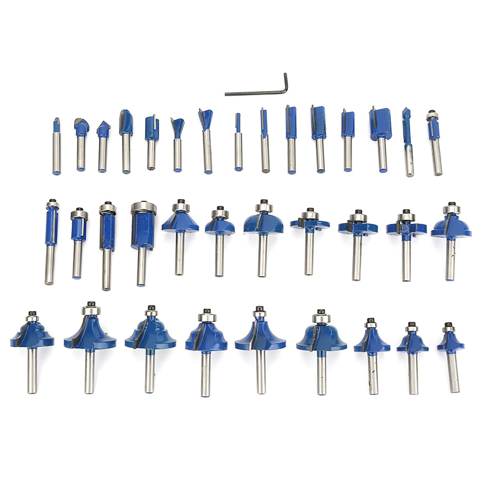 35-teiliges 1/4-zoll-fräserset, Professioneller Schaft, Hartmetall-fräser, Blau