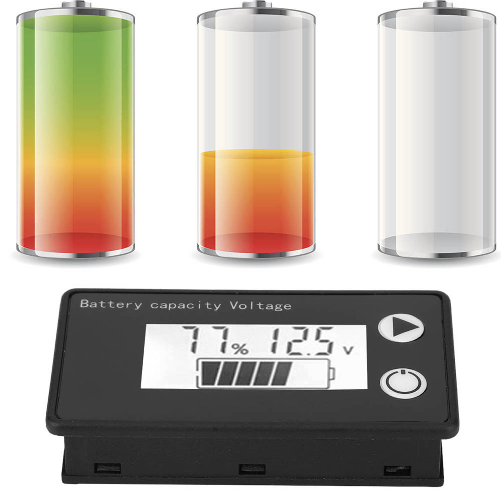 Lcd 12v Batteriekapazitätsanzeige Tester Lithium Batterie Universelles Digitales Display Voltmeter (10-100v Weißer Alarm)