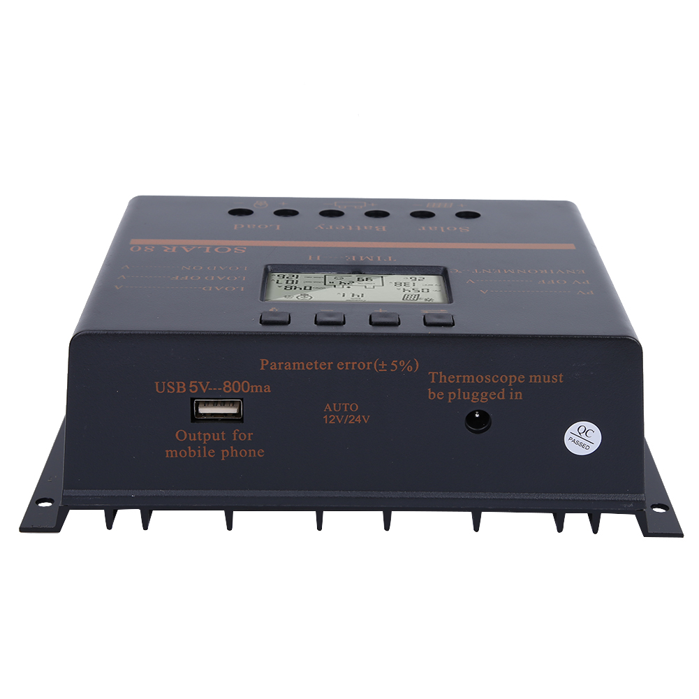 12v 24v Auto 80a Pwm Solarladeregler Solarmodul-laderegler Lcd-display Solar80