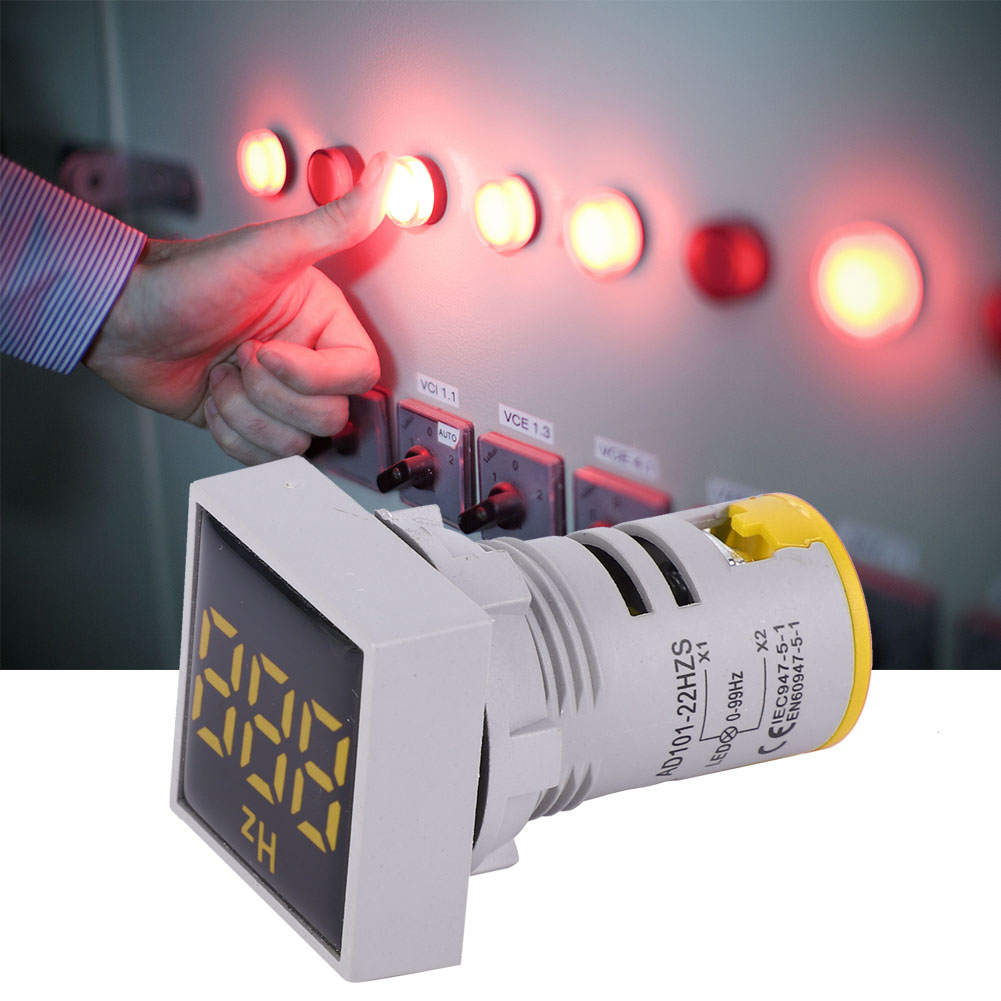 Quadratische Digitale Led-anzeigeleuchte, Wechselstrom 100380v, 2075hz, Frequenzmessung (gelb)