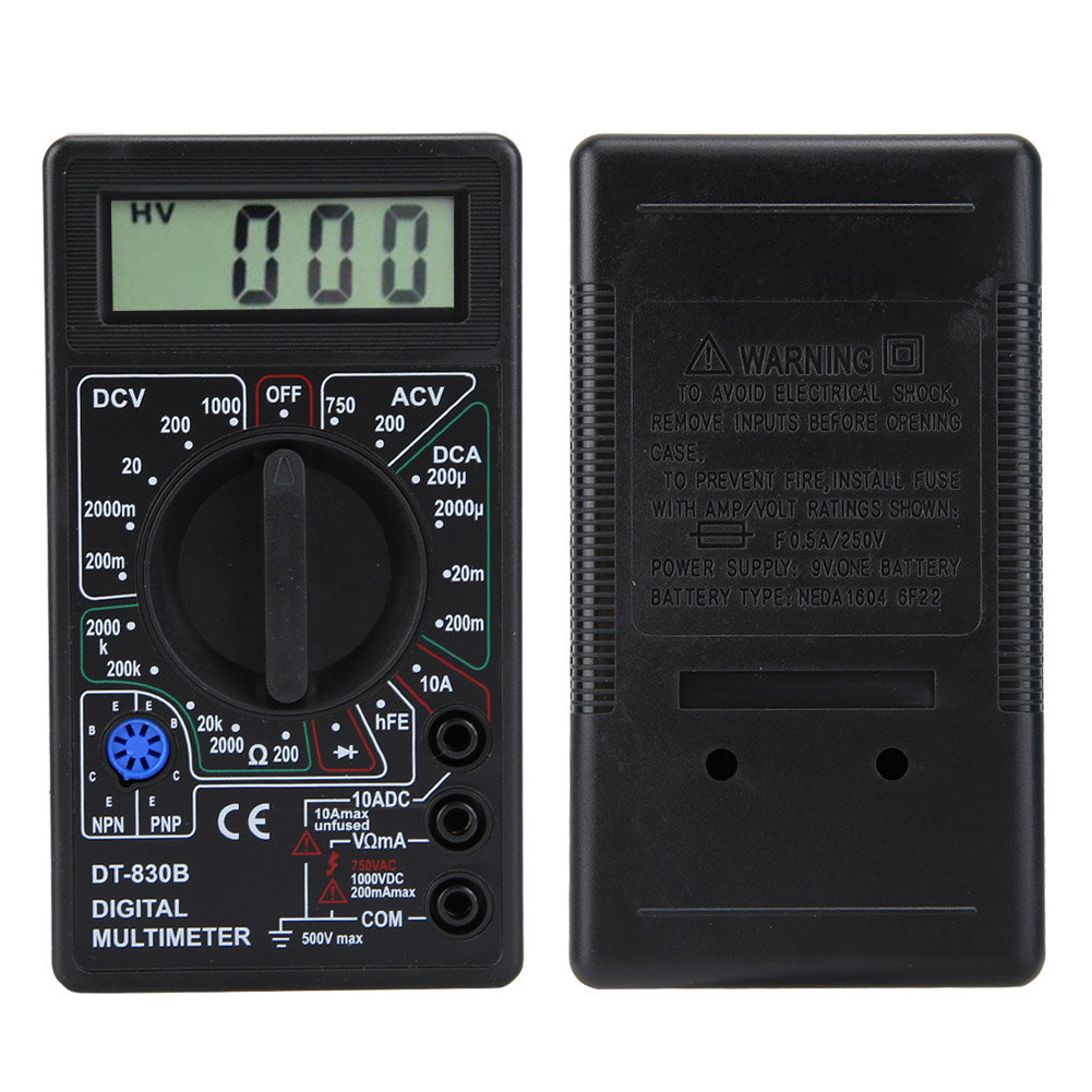Dt-830b Multifunktionales Tragbares Lcd-digitalmultimeter Ampere-volt-ohm-tester Voltmeter Ohmmeter Dt-830b Schwarz