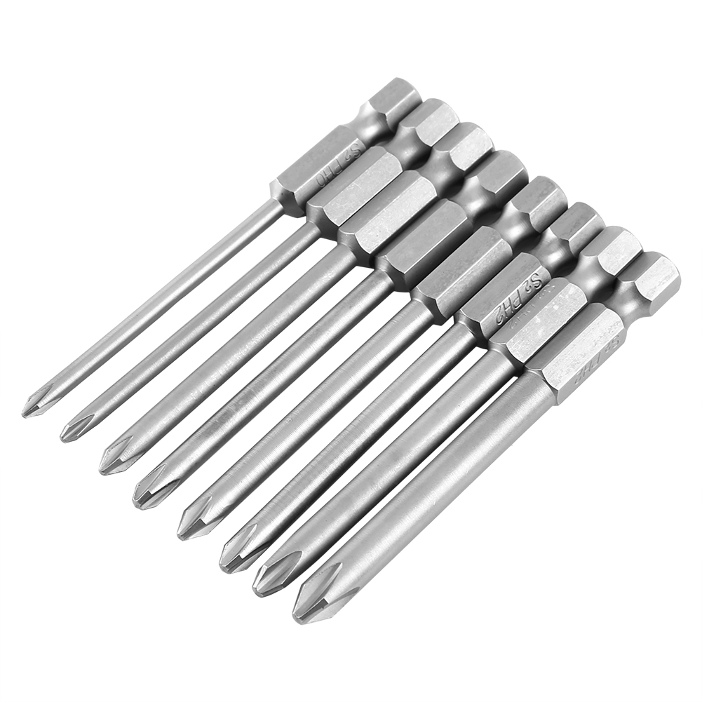 8-teiliges Set Magnetischer Sechskant-kreuzschlitzschraubendreherbits Mit 75 Mm 1/4"-schaft