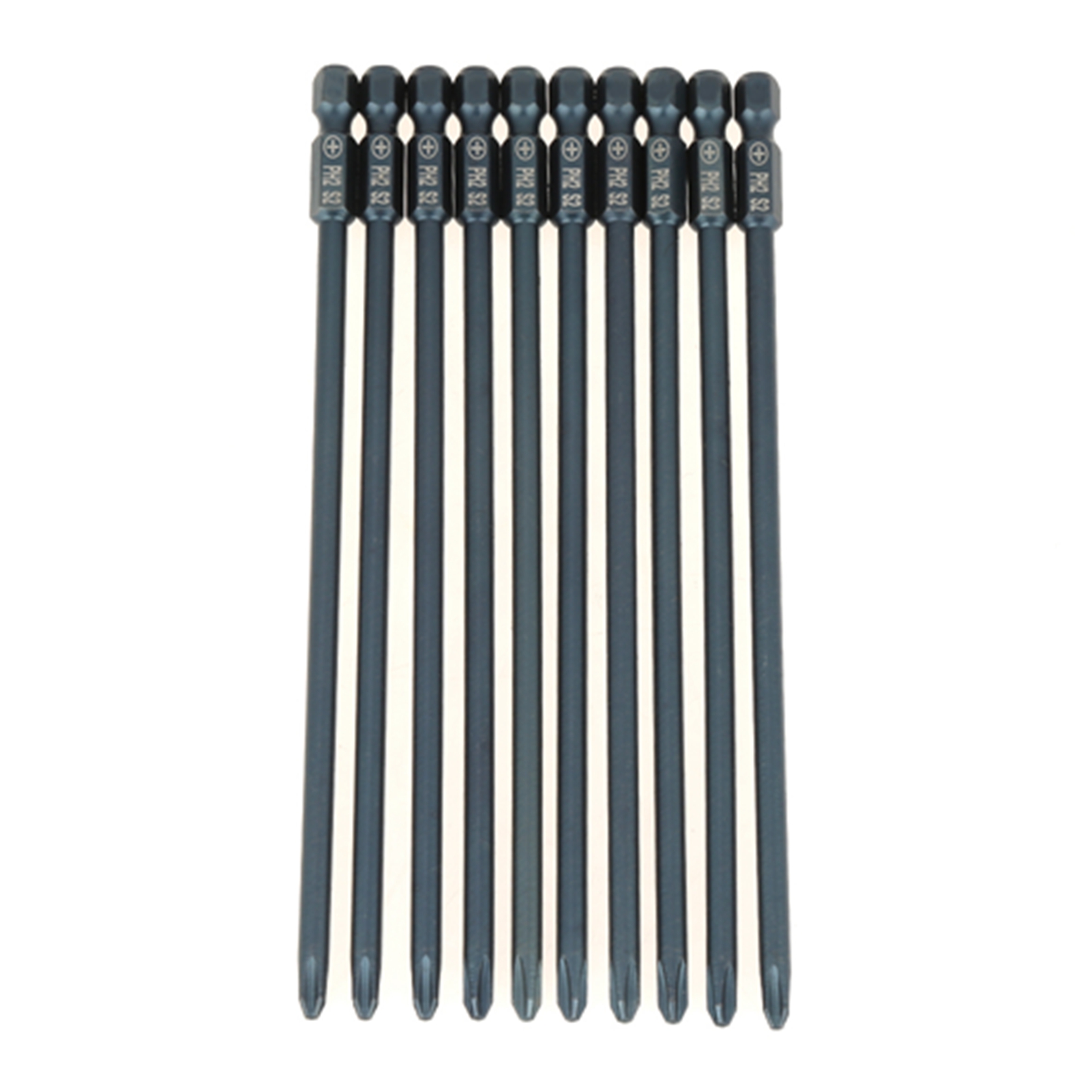 10-teiliges Set Mit Kreuzschlitz-schraubendreherbits Aus S2-stahl (ph2), 1/4-zoll-sechskantschaft, 150 Mm Länge