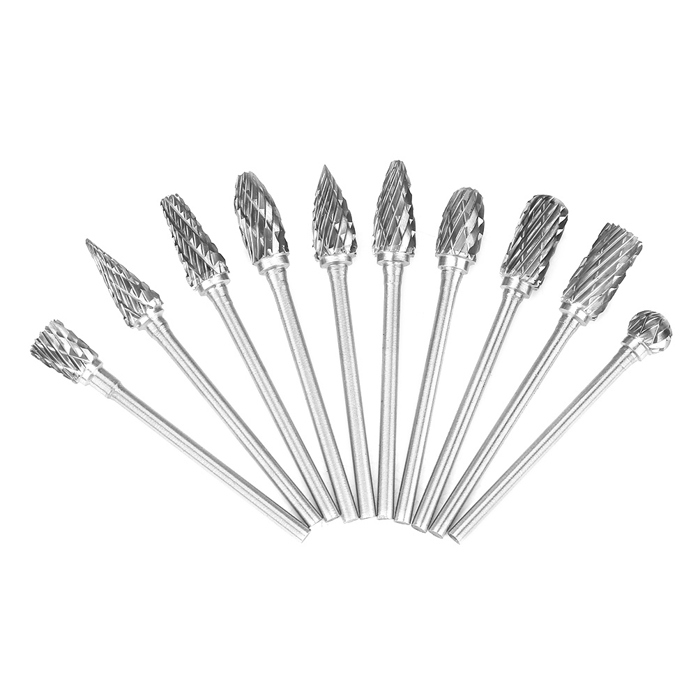 10-teiliges Set Aus Fräsern Aus Wolframkarbidstahl (2,35 X 6 Mm) Für Die Metallbearbeitung