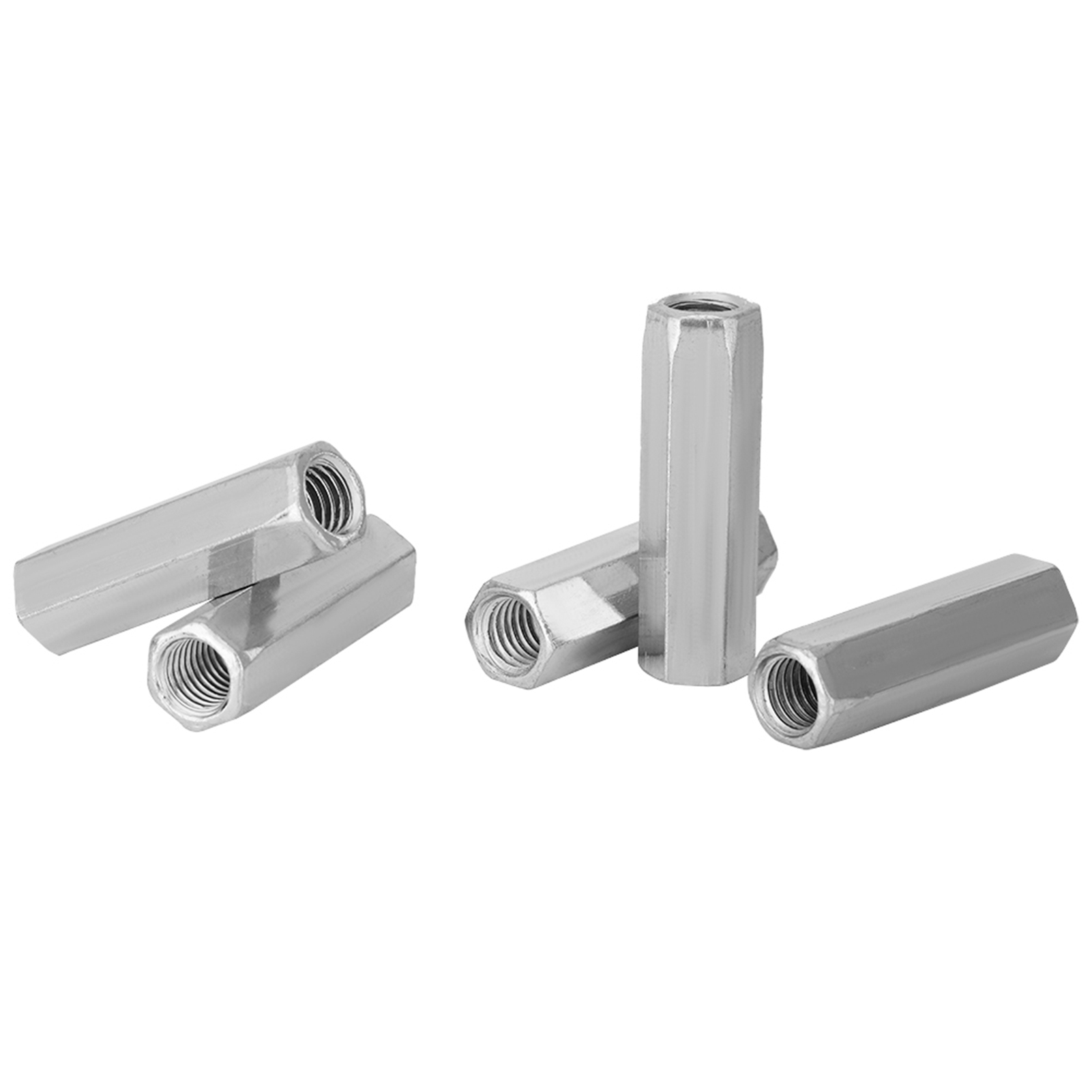 5 Stück Verzinkte Stahl-sechskantmuttern M1040/50, Lange Sechskantmuttern, Gewindemuttern (m1050)