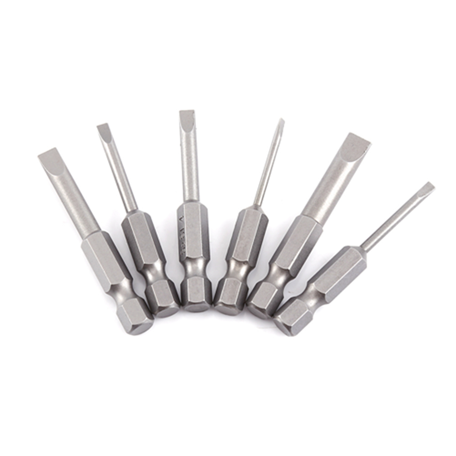 6 Stück 50 Mm 2,0–6,0 Mm 0,25" Sechskantschaft S2-legierung Flachkopf-schlitzschraubendreherbits Mit Magnetischer Spitze