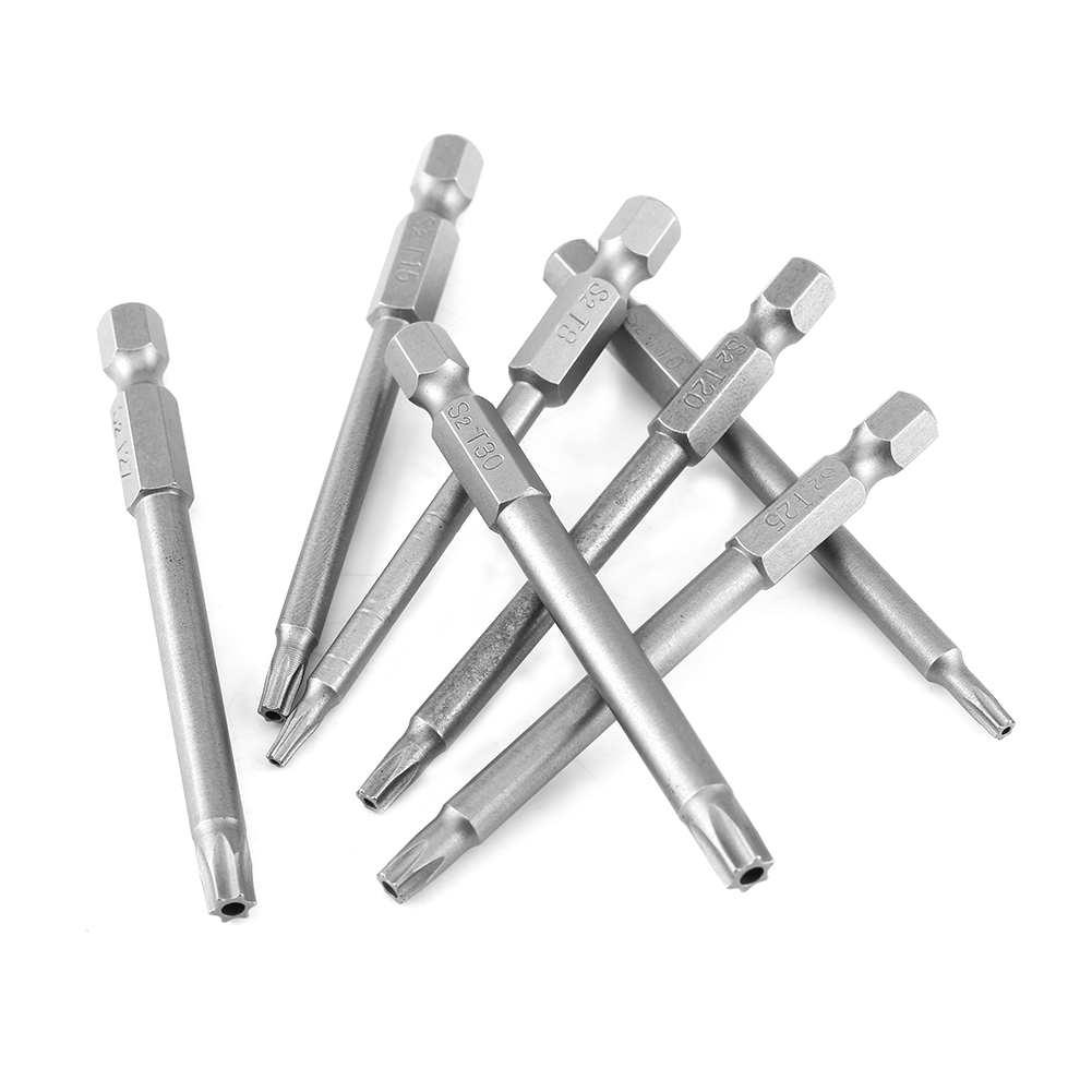 7-teiliges Set S2 Stahl 75 Mm 1/4 Zoll Sechskantschaft T 8-t30 Magnetische Sicherheitsstern-schraubendreherbits