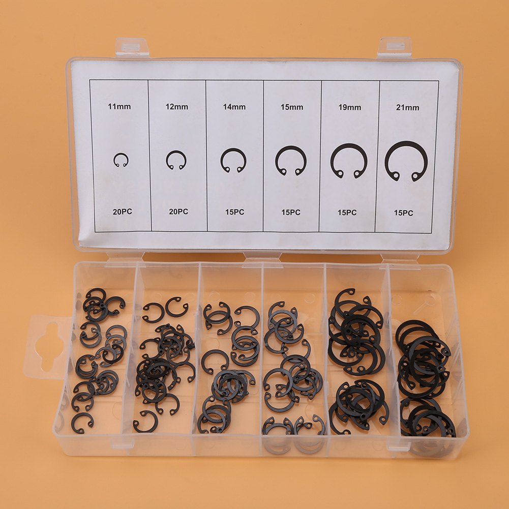 100-teiliges Sortiment An Sicherungsringen (11 Mm – 21 Mm), 6 Größen, Inklusive Box