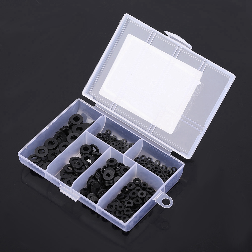 500-teiliges Sortiment An M2-m6 Nylon-flachscheiben, Dichtungen, Unterlegscheiben Mit Box (schwarz)
