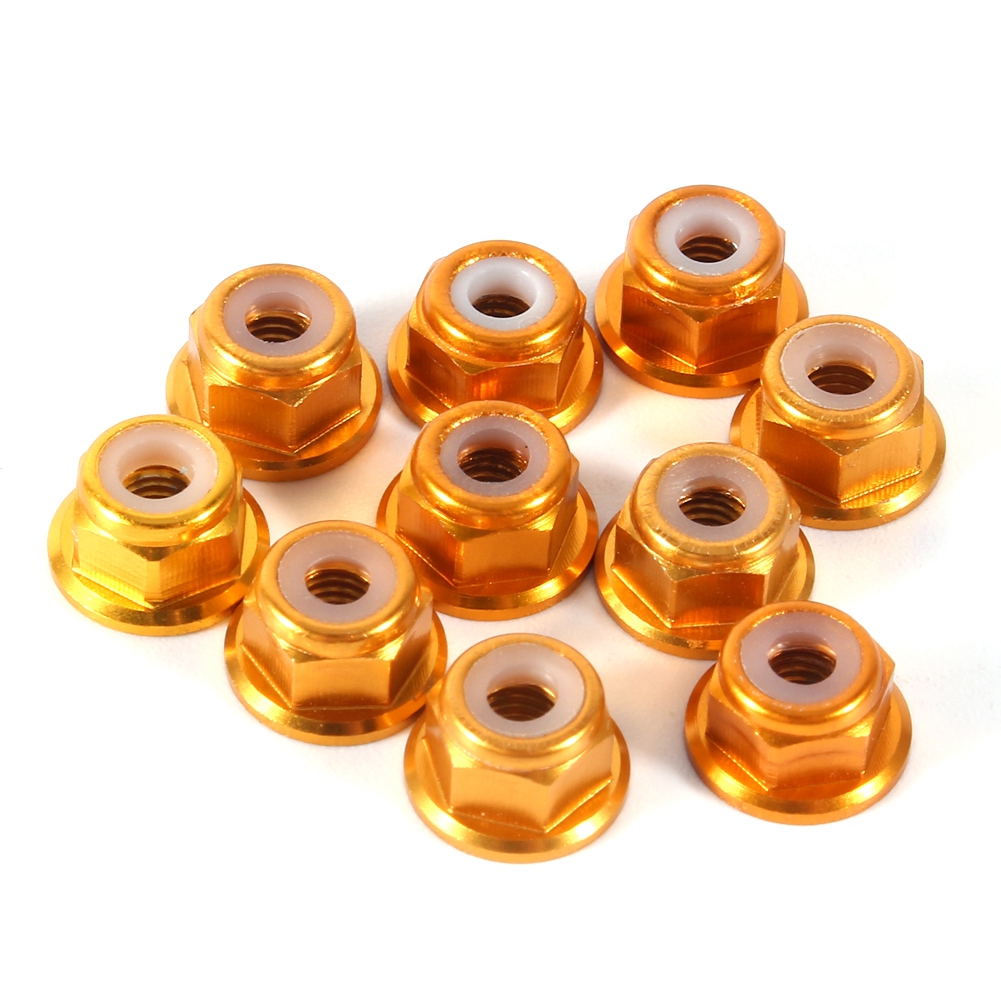 10 Stück M3 Nylon-einsatz-selbstsicherungsmuttern Aus Aluminium, Sechskant-sicherungsmuttern, Gold