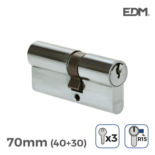 Nickelzylinder 70 mm (40 + 30 mm) langer Nocken R15 mit 3 Serret-Schlüsseln inklusive EDM