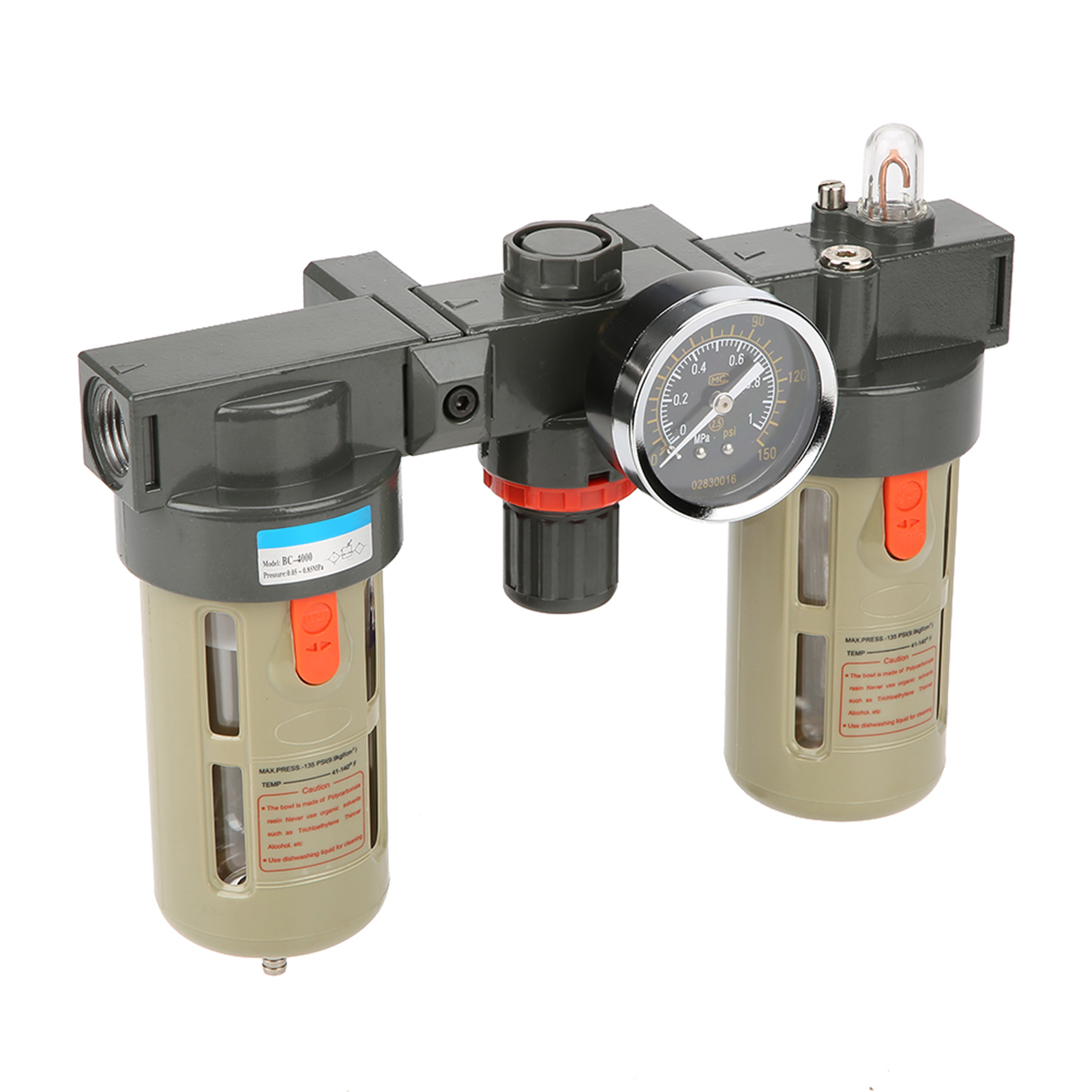 G1/2 Luftquellen-gasaufbereitungseinheit Filterdruckregler Mit Manometer