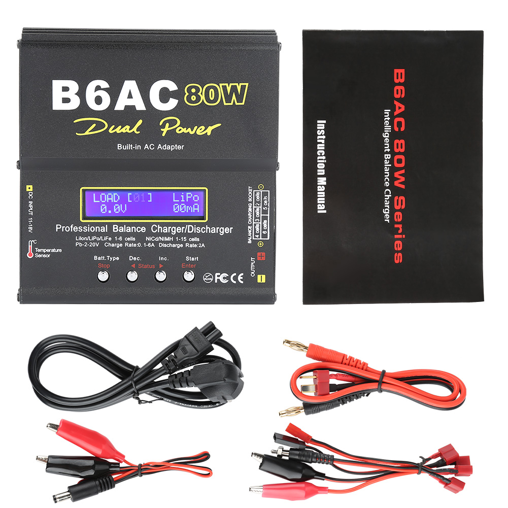 B6ac 80w Digitales Lcd-balance-ladegerät/entladegerät Für Li-ion-, Lipo-, Nicd- Und Nimh-rc-akkus