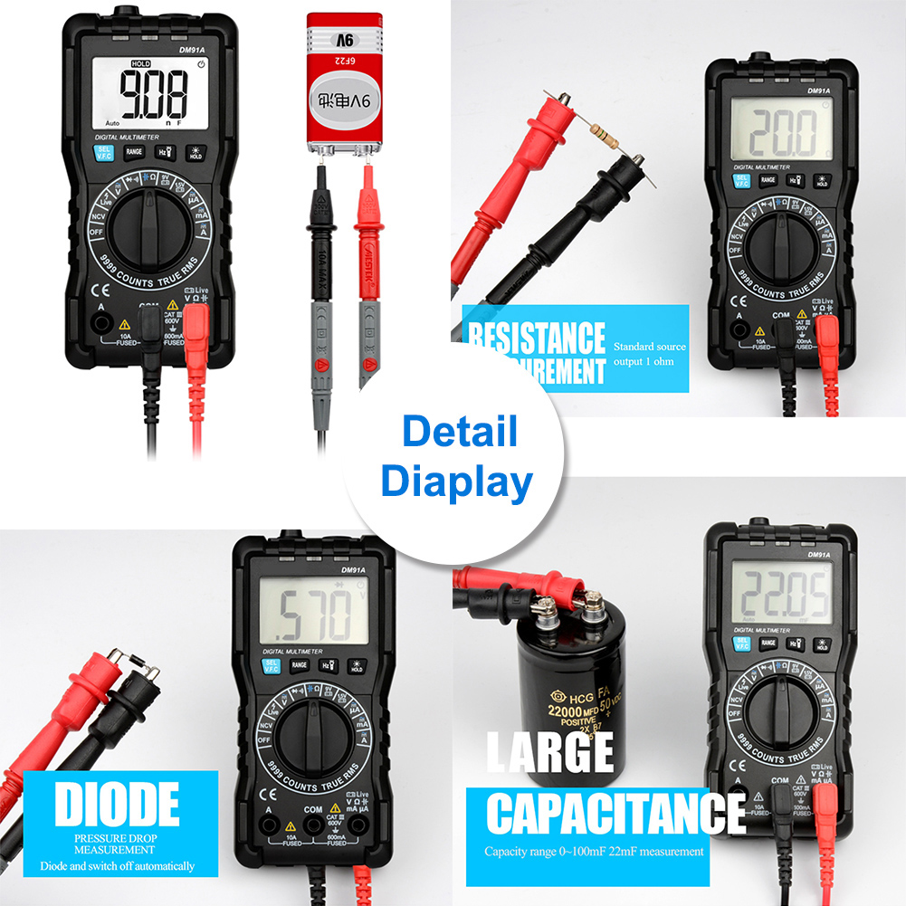 Dm91a Hochpräzises Mini-digitalmultimeter Mit 9999 Zählwerten