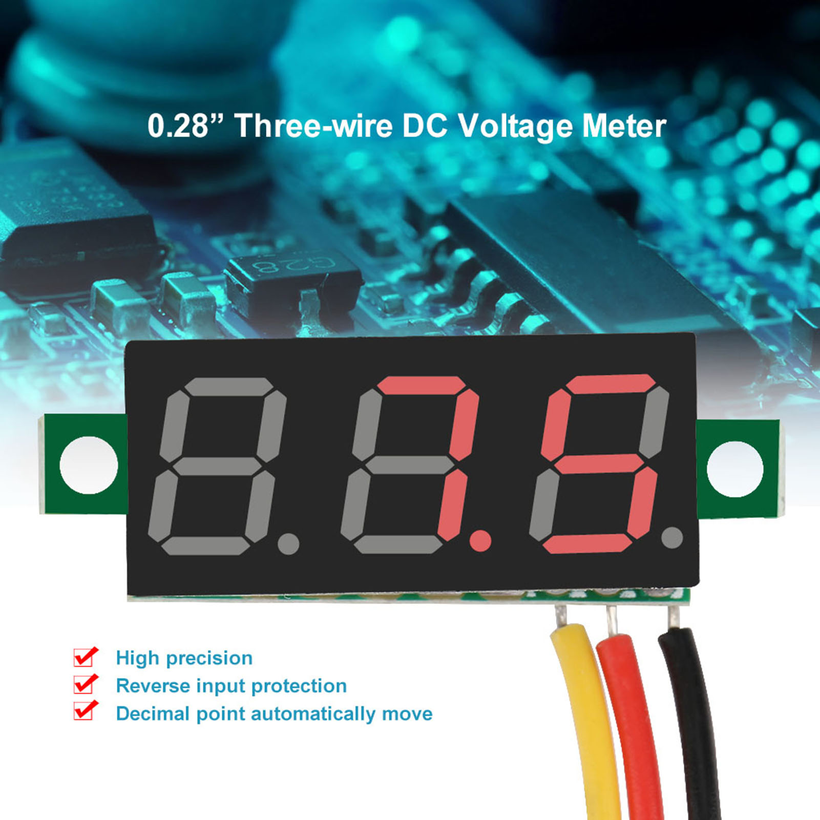 1 Stück Digitales 0,28″-led-display-voltmeter-gleichstrommessgerät-panel 0100v (rot)