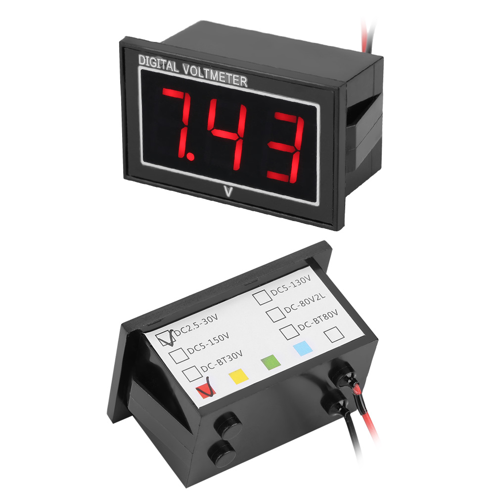 1 Stück Digitales 0,56″ Led-display Wasserdichtes Voltmeter Dc-spannungsmessgerät (2,5-30 V, Rot)