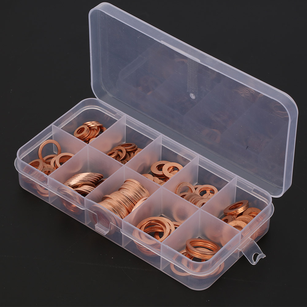 200 Stück M5-m14 Unterlegscheiben Aus Massivem Kupfer, Flachring-sortiment, Professionelles Hardware-set In Box