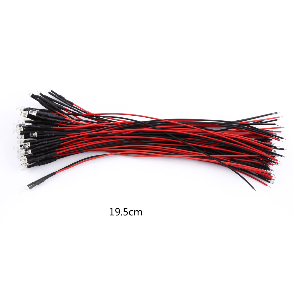 50 Stück Vorverdrahtete Dc 9-12v 3 5 10mm Wasserklare Led-dioden, Weißes, Rotes, Blaues Und Grünes Licht