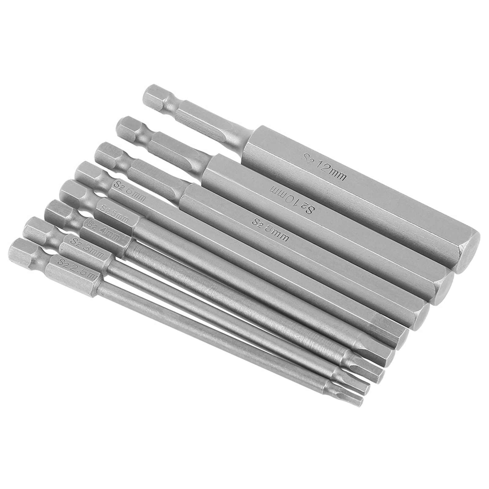 8-teiliges Set Mit 100 Mm Langen 1/4"-sechskant-schraubendreherbits (bst) Von 2,5 Bis 12 Mm
