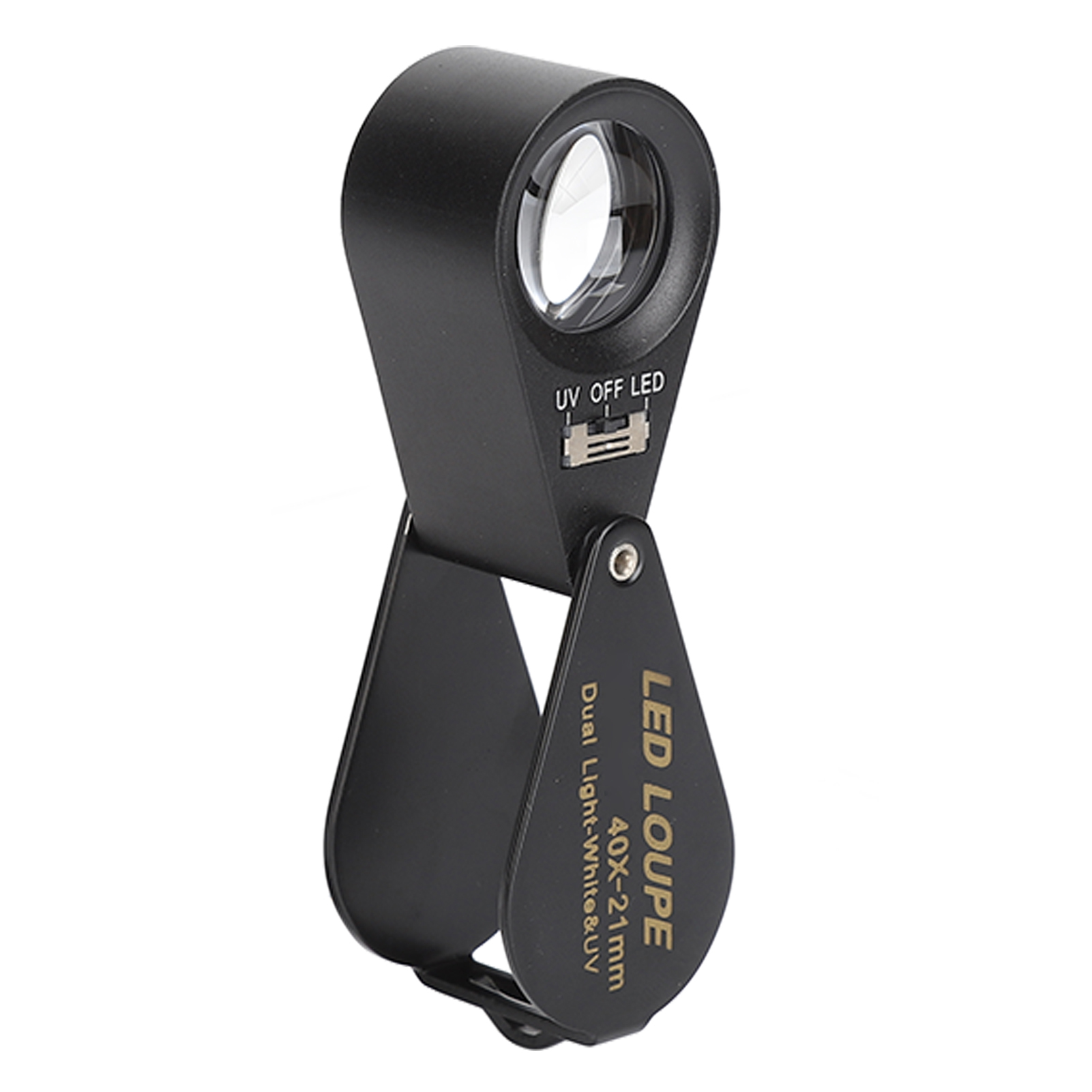 Schmucklupe 40x, 21-mm-linse, Faltbar, Mit Led-uv-licht Für Inspektion Und Heimwerkerarbeiten