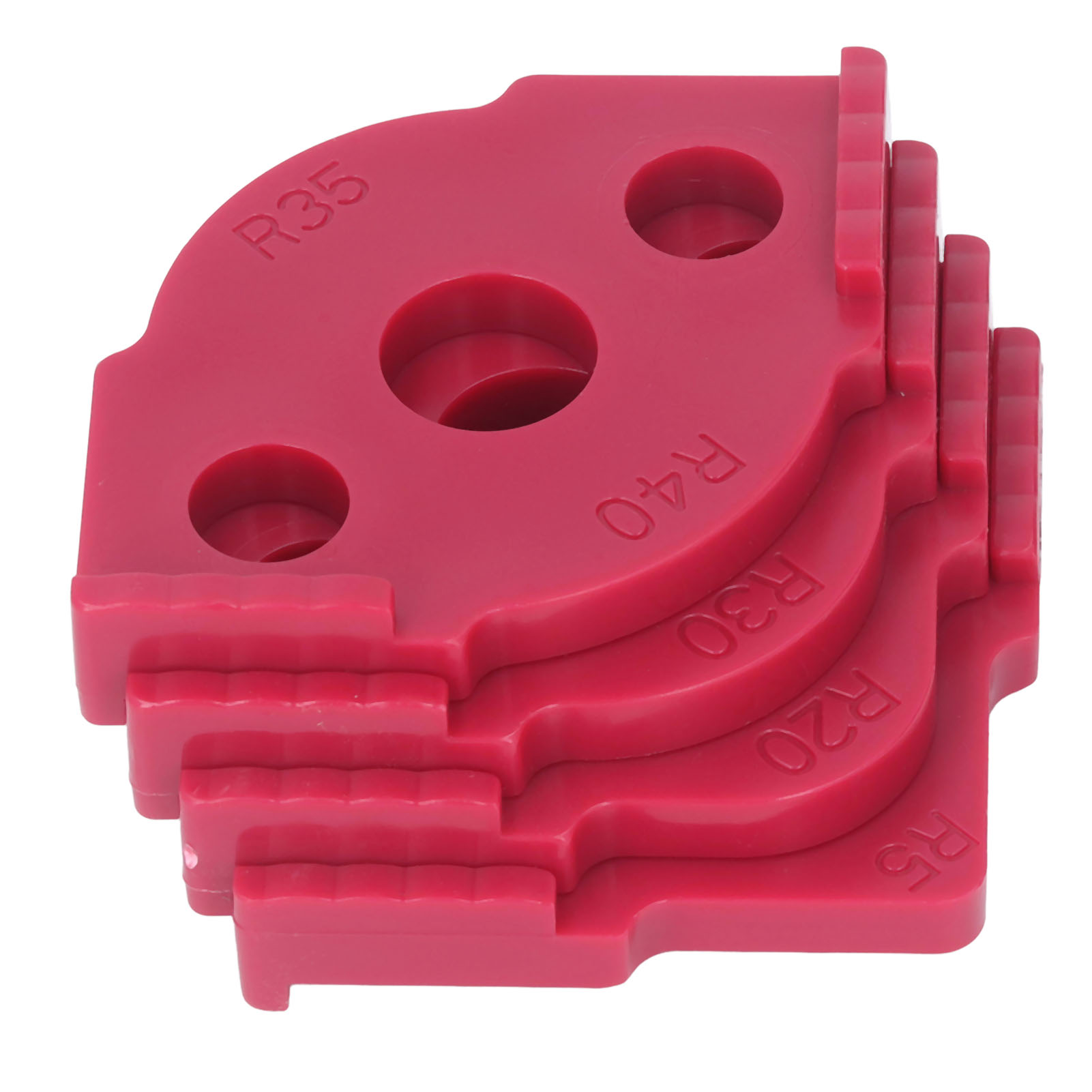 4-teiliges Radius-frässchablonen-set Aus Verschleißfestem Abs-kunststoff, Eckradius-schablone Für Holzbearbeitung, Halbrunde Eckpositionierer, Rot
