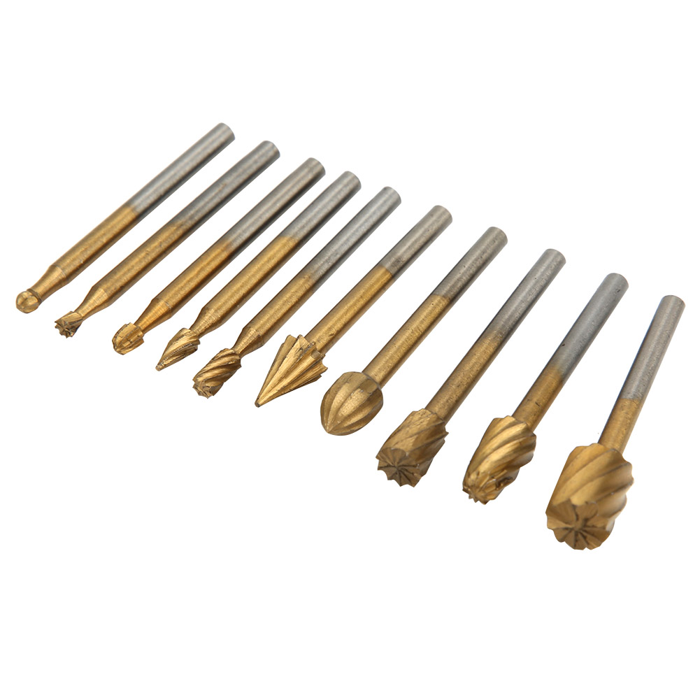 10 Stück Titanbeschichtete Hss-rotationsfräser Für Holzbearbeitung, Gravieren, Elektrische Schleifmaschinen, Zubehör