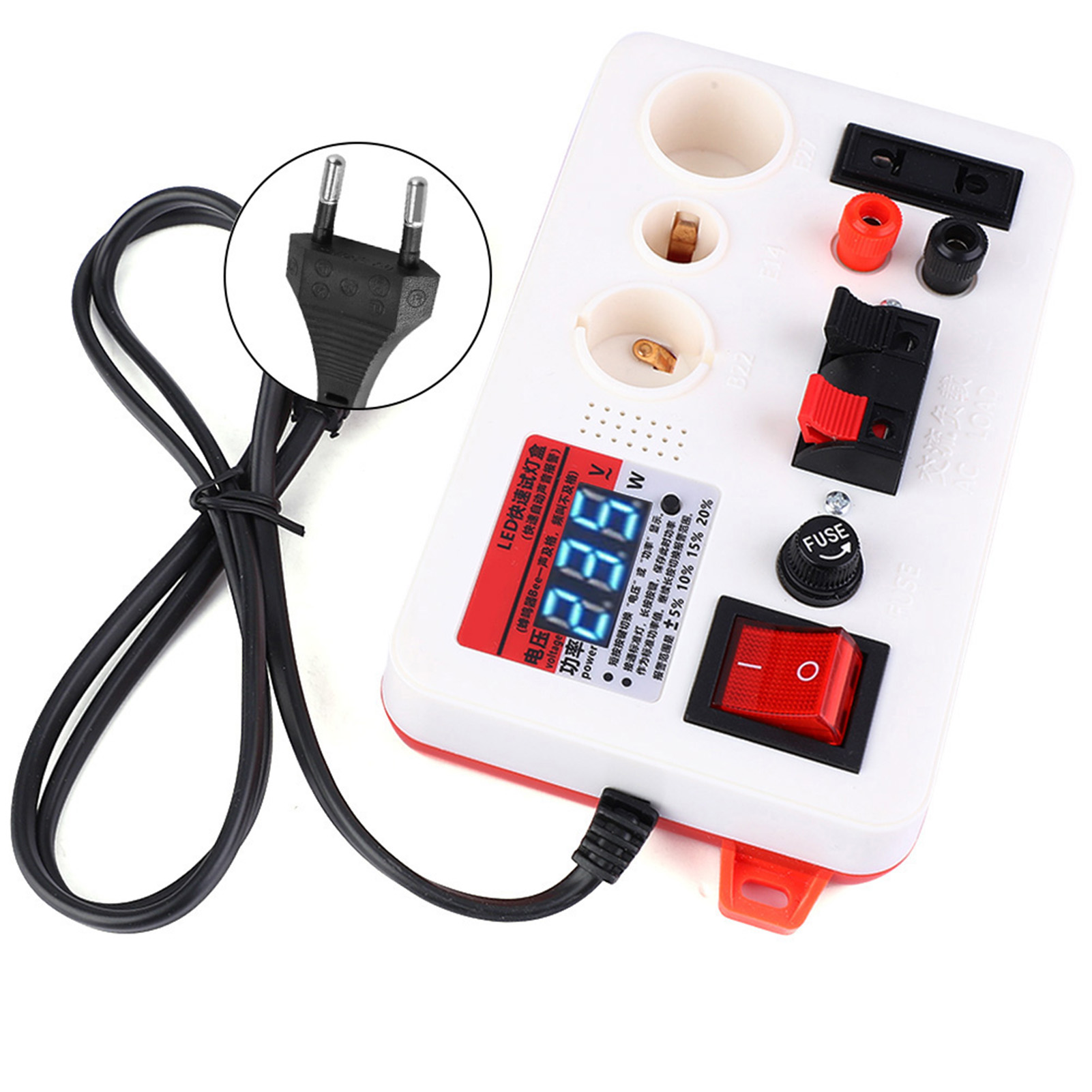 Led-schnelllampentester, Led-licht-lampenspannungs-leistungstester, Schachbrettmuster, 220 V, Eu-stecker (typ A)