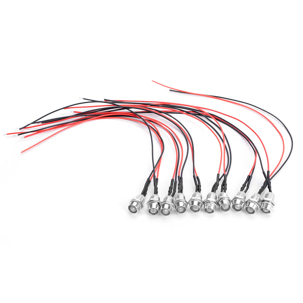 10 Stück 12v 8mm Vorverdrahtete Led-leuchtdioden Mit Dauerlicht, Ultrahell, Wasserklar (01)
