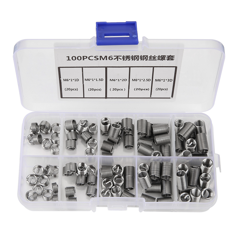 100-teiliges Set M6 Edelstahl-spiralgewindeeinsätze