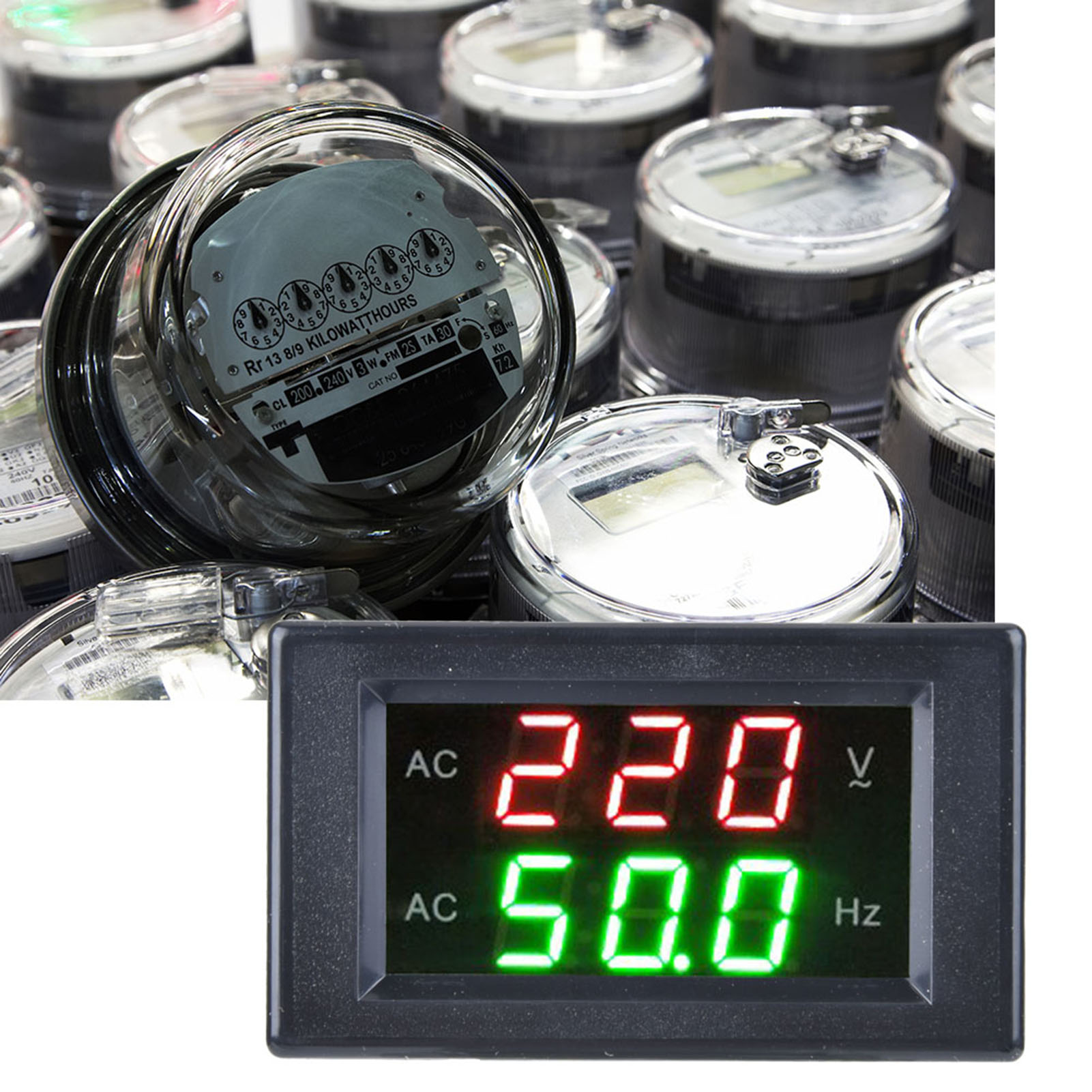 Generator Dual Display Led Digital Ac Voltmeter Frequenzmesser Prüfgerät (schwarz)