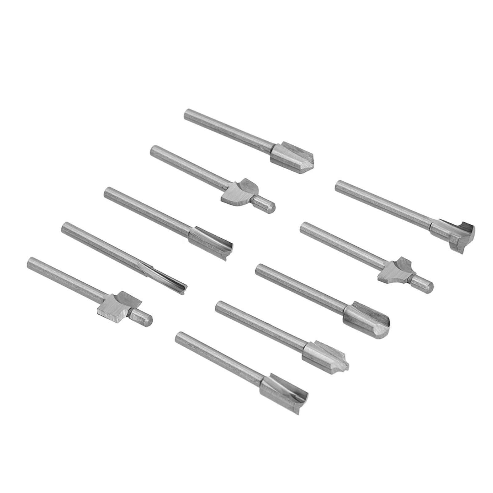 10-teiliges Fräserset Mit Großer Kapazität, Spannut, Antihaftbeschichtung, Geräuscharm, Hss-fräser Mit 1/8"-schaft