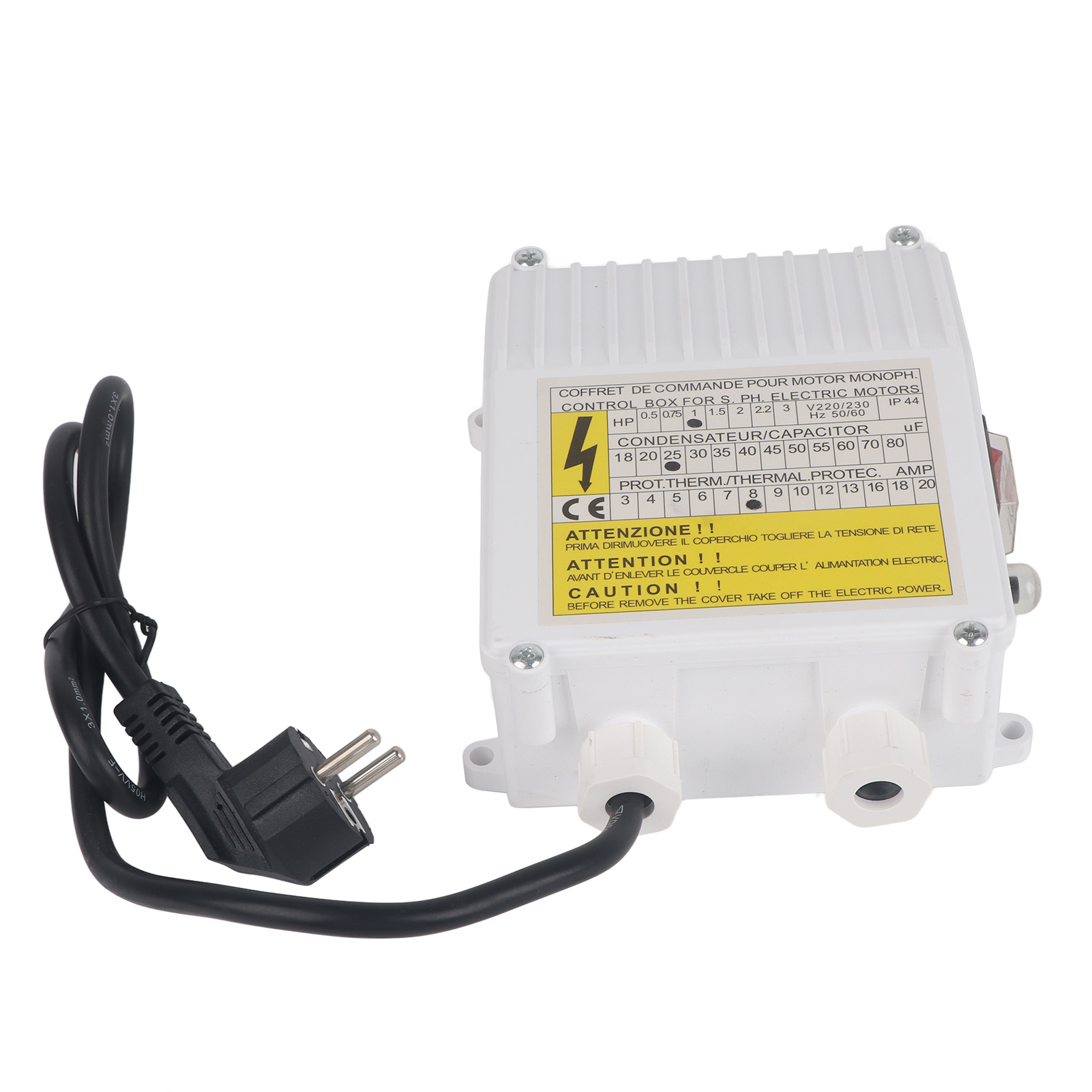 Pumpensteuerkasten Mit Integriertem Thermoschutzschalter Für Tiefbrunnen- Und Haushalts-saugpumpen (0,75 Kw, 1 Ps, 40 Μf, 18 A, Eu-stecker, 220 V)