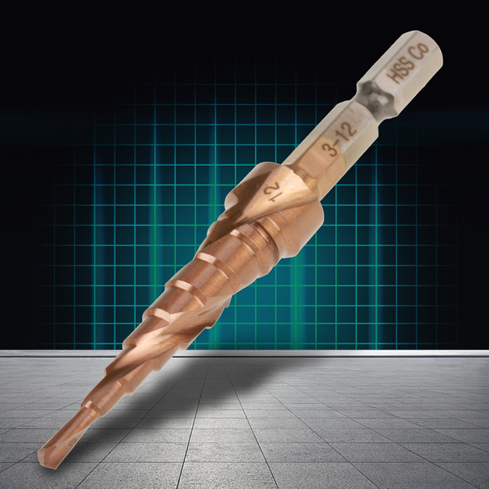 Stück Sechskantgriff-spiralnut-stufenkegel-kobaltbohrer Aus Hochgeschwindigkeitsstahl (3-12 Mm)