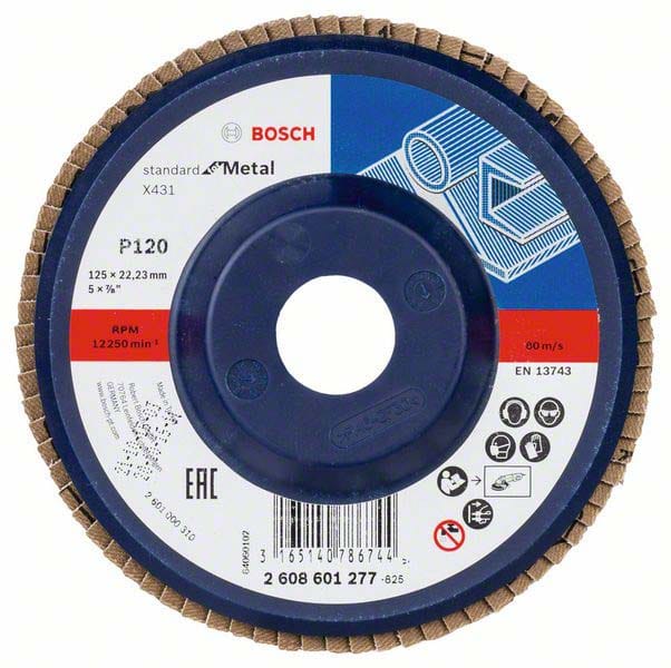 Bosch - Fächerschleifscheibe X431 Standard for Metal gerade 125 mm 120 Kunststoff - 2608601277