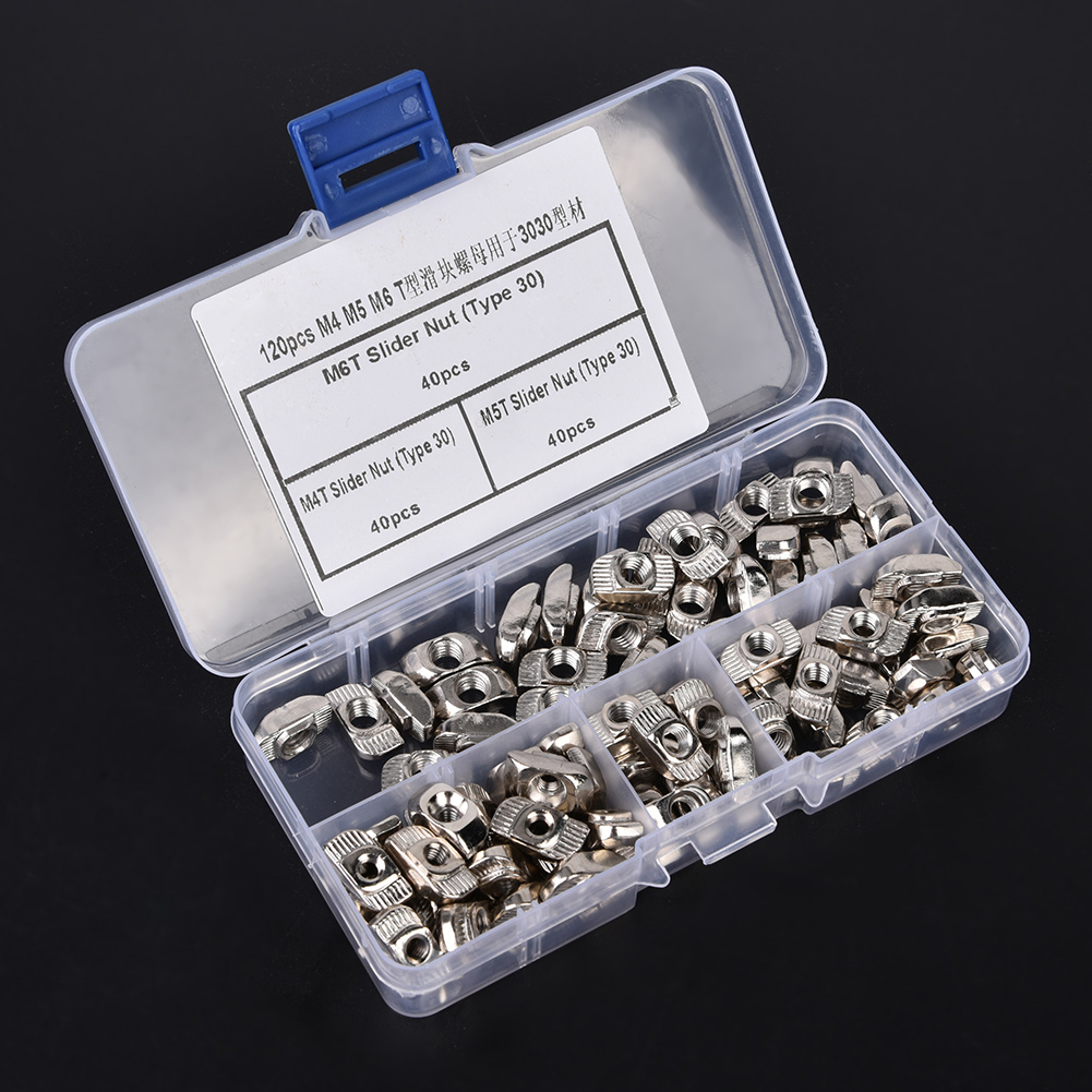 120 Stück T-nut-gleitmuttern M4 M5 M6 Befestigungselemente Für Aluminiumprofile 3030