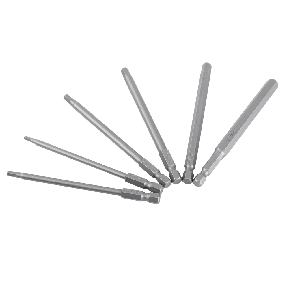 6-teiliges Set Magnetischer Schraubendreherbits, 100 Mm, Sechskantkopf Mit 1/4"-sechskantschaft