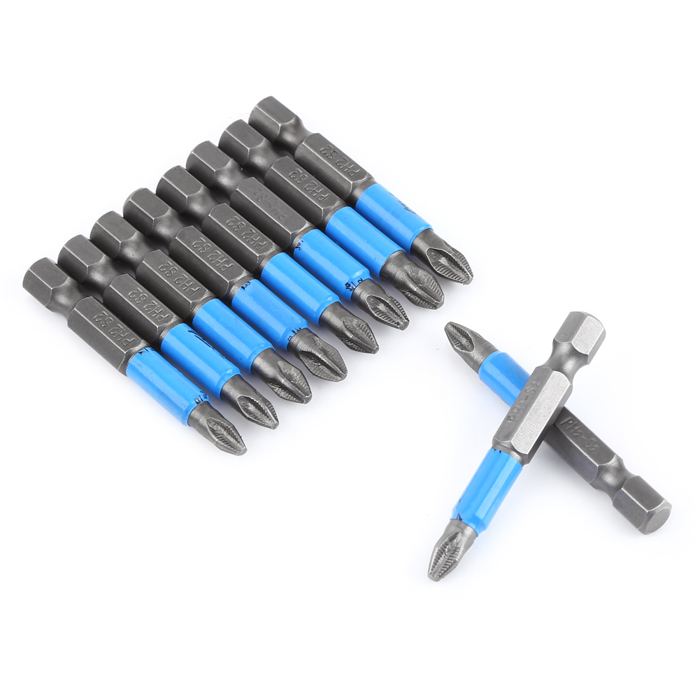 10-teiliges Set S2 Ph2 50 Mm Sechskant-magnet-anti-rutsch-elektroschraubendreherbits