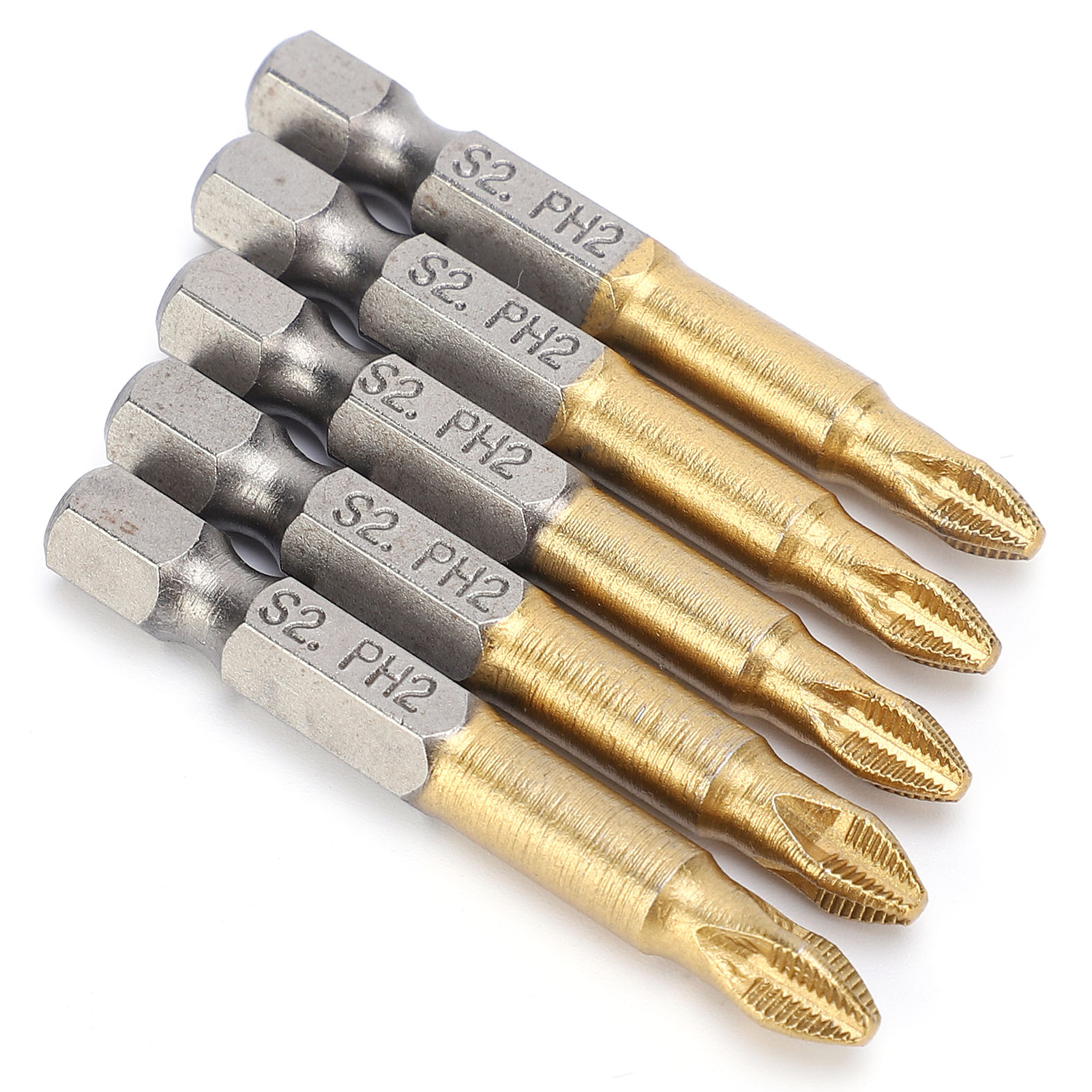 5-teiliges Ph2-kreuzschlitzschraubendreher-bit-set, Rutschfest, 1/4-zoll-sechskantschaft, 50 Mm