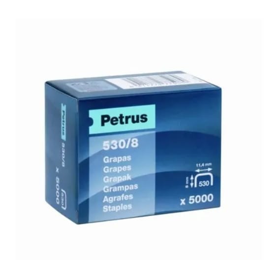 Fplus - petrus 77508 - Box 5000 Stück verkupferte Heftklammern Modell 530/8 mm