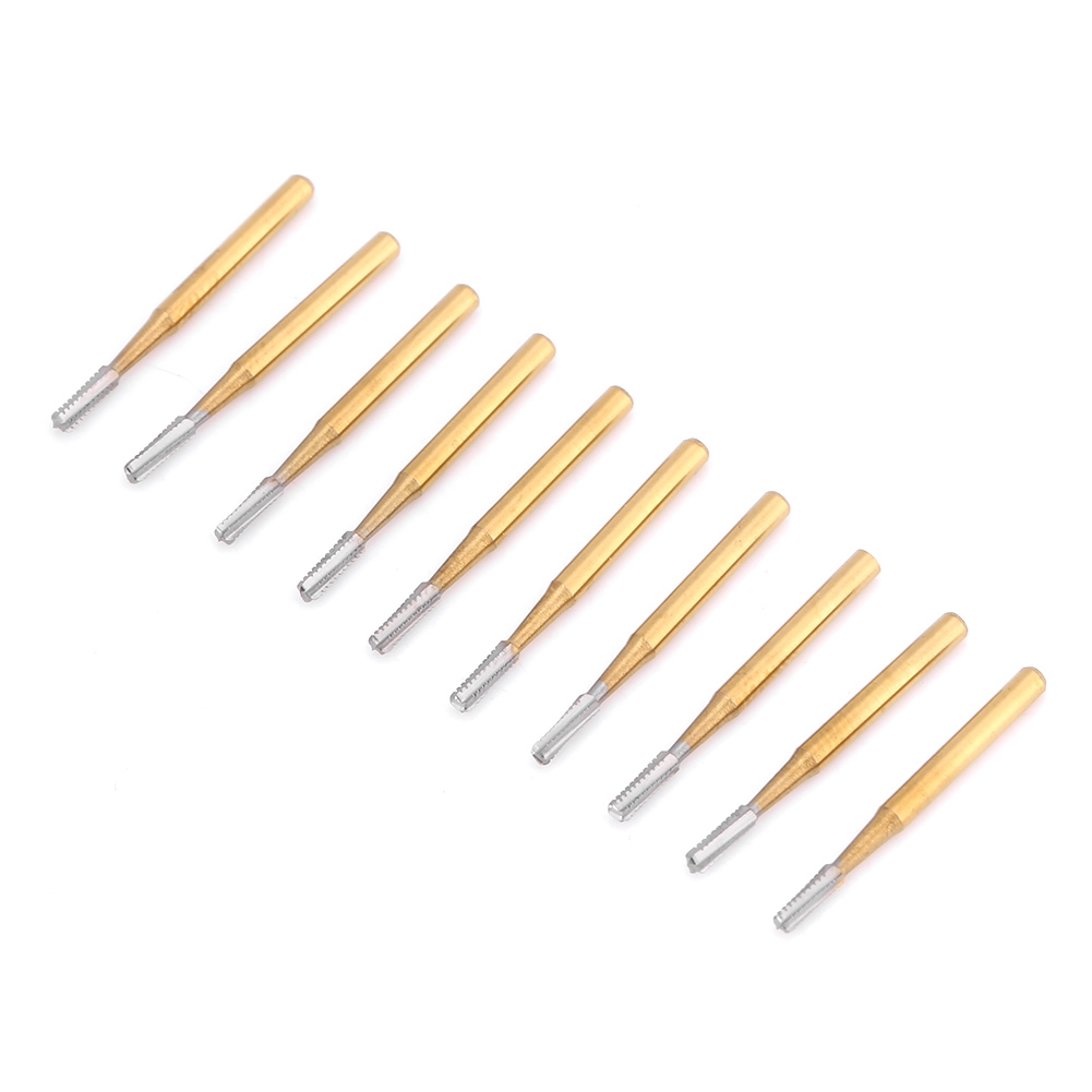 10 Stück Fg-1958 Hochgeschwindigkeits-schneidbohrer Aus Wolframstahl Für Zahnkronen (gold)